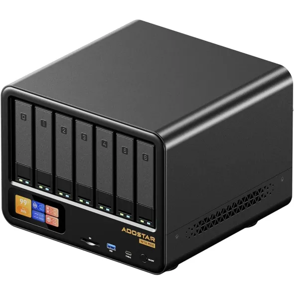 AOOSTAR WTR MAX 11 Bays NAS Mini PC with Secondary Screen AMD R7 Pro 8845HS 8 Cores Max 5 1GHz 64GB DDR5 RAM 2TB SSD HDMI D 1292953SZBT