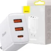 Baseus Ładowarka  Ładowarka sieciowa Baseus Compact Quick Charger 2xUSB USB-C PD 3A 30W biała BSU2896WHT