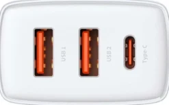 Baseus Ładowarka  Ładowarka sieciowa Baseus Compact Quick Charger 2xUSB USB-C PD 3A 30W biała BSU2896WHT