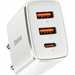 Baseus Ładowarka  Ładowarka sieciowa Baseus Compact Quick Charger 2xUSB USB-C PD 3A 30W biała BSU2896WHT