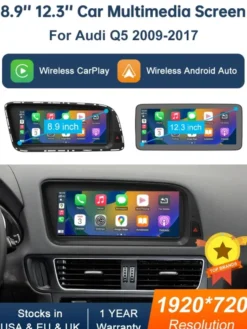 8,9-calowy dotykowy ekran multimedialny Road Top do Audi Q5 2009-2017 z funkcją Airplay, Miracast, bezprzewodowym Carplay i Android Auto