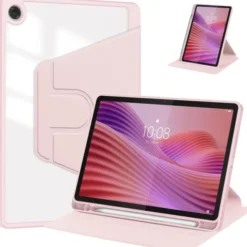 Eleganckie estetyczne obrotowe etui pencil kolor jasno różowy z miejscem na rysik Lenovo Tab 10.1 TB311FU WiFi LTE TB311XU 2025