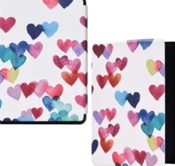 ETUI CASE CZYTNIK KINDLE 10 2019 6" AKWARELOWE SERCE CZERWONE NIEBIESKIE