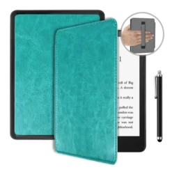 etui do Kindle Paperwhite 5 6.8" - SKÓRZANE TURKUSOWY + RYSIK