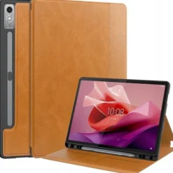 Etui Do Lenovo Tab P12 I Pad Pro 12.7 Cali Leather Case Pen Brązowe Case Obudowa Pokrowiec Futerał