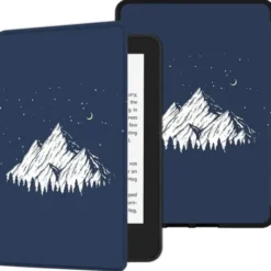 Etui na czytnik do Kindle Paperwhite 12 Colorsoft, granatowe z motywem gór
