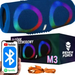 Głośnik Bluetooth USB SD AUX Przenośny Bezprzewodowy RADIO FM Wieża BOOMBOX M3 NIEBIESKI