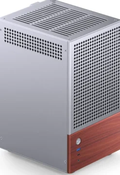 Jonsbo T6 PC Gehäuse, Mini-Tower, Mini-ITX, Tempered Glass, Holz - silber