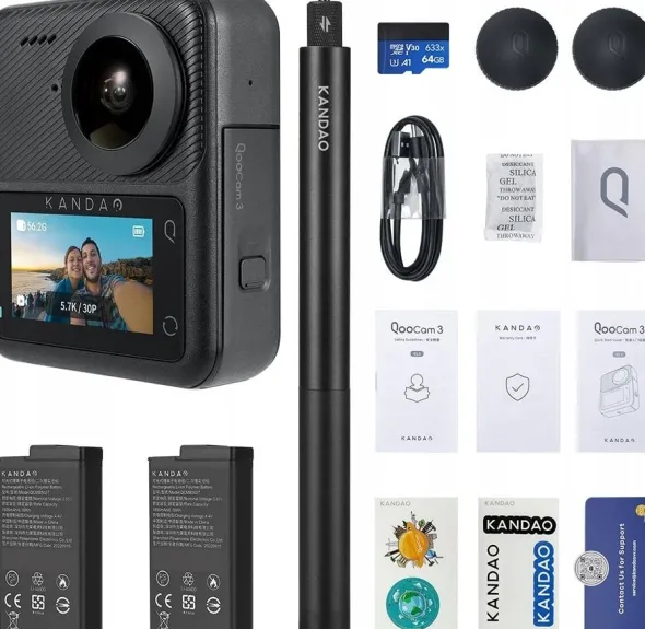 Kandao QooCam 3 360° Action Camera - Travel Combo
