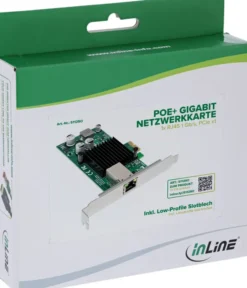 Karta sieciowa InLine ® Gigabit karta sieciowa, 1x RJ45 1 Gb/s, PCIe x1, PoE+