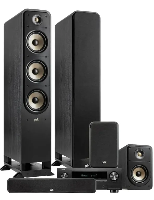 Kino domowe Denon AVC-X3800H + Polk Audio ES60/ES15/ES35C — Kino domowe 5.0 z Dolby Atmos, Kolor: Biały