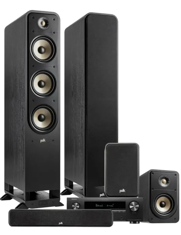 Kino domowe Denon Zestaw kina domowego 5.0: AVR-X1800H + Polk Audio ES60/ES15/ES35C, Kolor: Biały