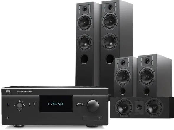 Kino domowe NAD T758 V3i (czarny) + Diva 5 (czarny) + Diva 3 (czarny) + Diva 7 (czarny)