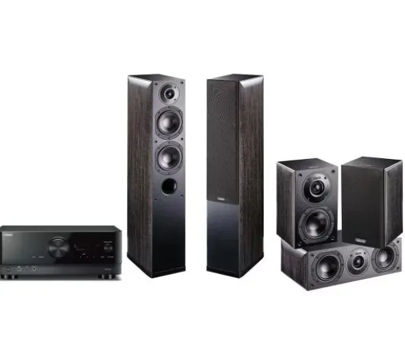 Kino domowe Yamaha MusicCast RX-V4A (czarny), Indiana Line Nota 5.0 - 550 X/740 X/240 X (czarny dąb)