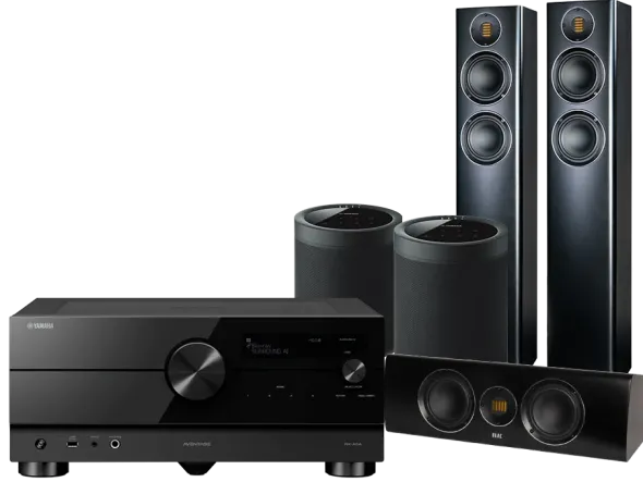 Kino domowe Yamaha RX-A6A (czarny) + Carina FS247 (czarny) + CC 241 (czarny) + MusicCast 20 (czarny)