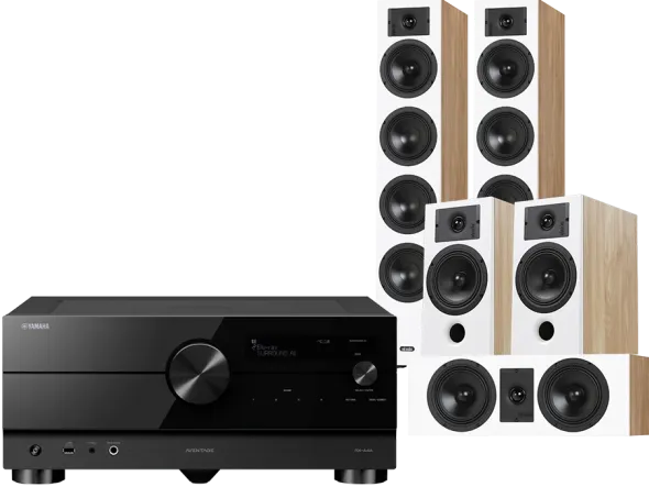 Kino domowe Yamaha RX-A6A (czarny) + Diva 6 + 3 + 7 (dąb)