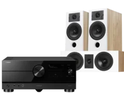 Kino domowe Yamaha RX-A2A (czarny) + Diva 3 (dąb) + Diva 7 (dąb)