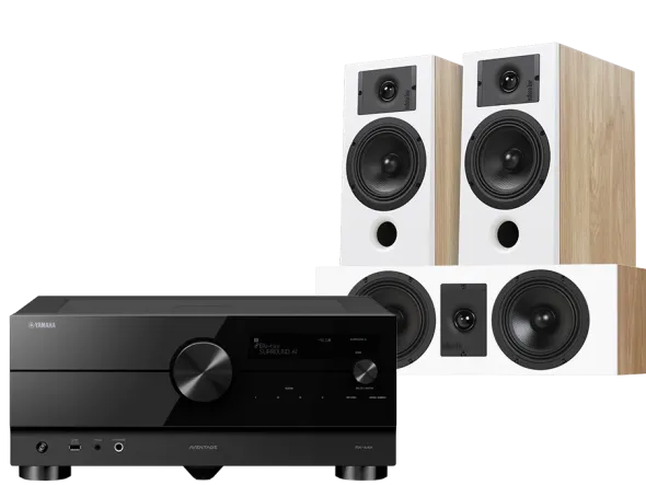 Kino domowe Yamaha RX-A2A (czarny) + Diva 3 (dąb) + Diva 7 (dąb)