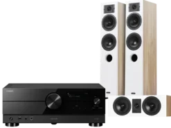 Kino domowe Yamaha RX-A2A (czarny) + Diva 5 (dąb) + Diva 7 (dąb)