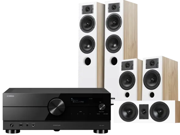 Kino domowe Yamaha RX-A2A (czarny) + Diva 5 (dąb) + Diva 3 (dąb) + Diva 7 (dąb)