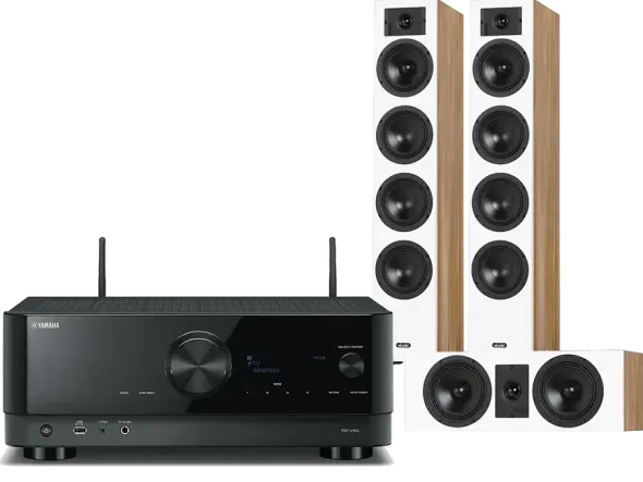 Kino domowe Yamaha RX-V4A (czarny) + Diva 6 + 7 (dąb)