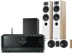 Kino domowe Yamaha RXV-6A (czarny)+ Diva 5 (dąb) +Diva 7 (dąb) + Basso 880 (czarny)