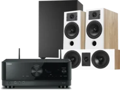 Kino domowe Yamaha RXV4A (czarny) + Diva 3 (dąb) + Diva 7 (dąb) + BASSO 880 (czarny)