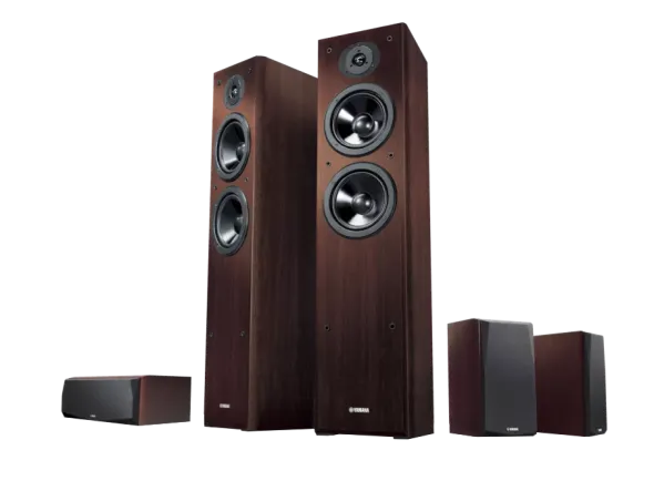 Kino domowe Yamaha RX-V4A (czarny) + NS-F51 (orzech) + NS-P51 (orzech)