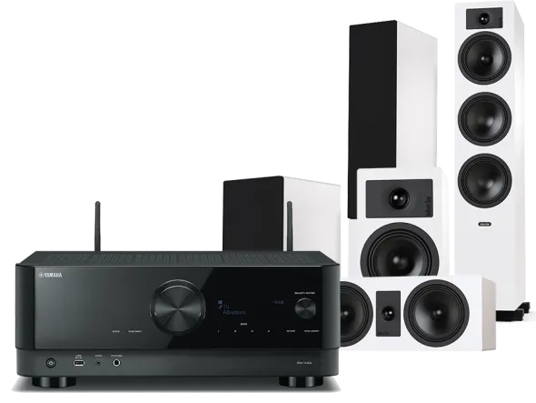 Kino domowe Yamaha RX-V4A (czarny) + Tesi 6 + 2 + 7 (biały)