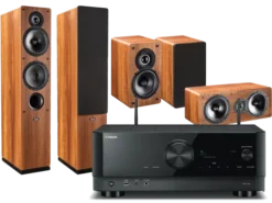 Kino domowe Yamaha RX-V4A (czarny) + Tesi 561 (orzech) + Tesi 241 (orzech) + Tesi 761 (orzech)