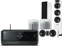 Kino domowe Yamaha RX-V6A (czarny) + Tesi 6 + 7 + 2 x MusicCast 20 (biały)