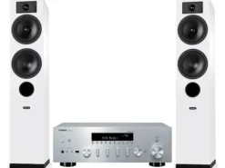 Kino domowe Zestaw stereo YAMAHA MusicCast R-N600A Srebrny + Indiana Lane Tesi 5 Biały
