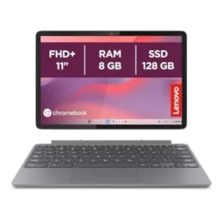 Lenovo Duet Chromebook 11" FHD+ (1920 x 1200), MediaTek Kompanio 838, RAM 8 GB, pamięć 128 GB, ekran dotykowy, chromowany system operacyjny, stojak i klawiatura w zestawie - szary księżyc 83HH001XIX
