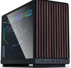 Lian Li DAN Cases A3-mATX Wood Edition PC-Gehuse, Tempered Glass, Micro-ATX - Walnuss, schwarz
