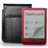 LURESKO Skórzane etui na ebook Pocketbook Touch Lux 4/5 162x113x9mm (magnes płaski)(czarny gładki, czarna nić)