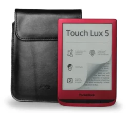 LURESKO Skórzane etui na ebook Pocketbook Touch Lux 4/5 162x113x9mm (magnes płaski)(czarny gładki, czarna nić)