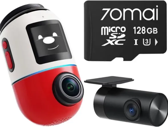 70mai Omni X800 4K set Czerwona + karta 70mai SD 128GB