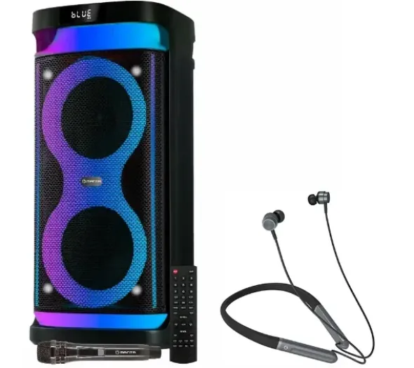 Manta SPK0601B100 ARGOS 100W Bluetooth Mikrofon Karaoke Czarny + Słuchawki MNH02