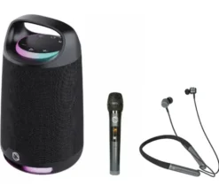 Manta SPK330B OTUS 120W Bluetooth Mikrofon Karaoke Czarny + Słuchawki MNH02
