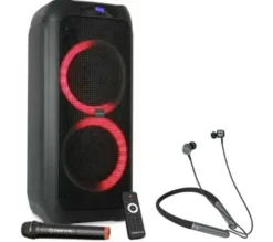 Manta SPK5310PRO 120W Bluetooth Radio FM Mikrofon Karaoke Czarny + Słuchawki MNH02