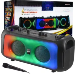 Mocny Głośnik Bluetooth Przenośny Boombox Mikrofon Usb Sd Radio Fm Karaoke