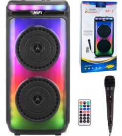 Mocny Głośnik Bluetooth Usb Sd Aux Radio Przenośny Boombox Mikrofon Karaoke