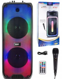 Mocny Przenośny Głośnik Boombox Bluetooth Usb Sd Aux Radio Mikrofon Karaoke