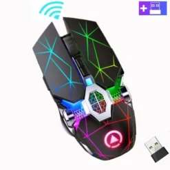 MYSZKA BEZPRZEWODOWA SLIM LED ŁADOWANA RGB BEZKLIKOWA USB 2.4Ghz AKUMULATOR M444020