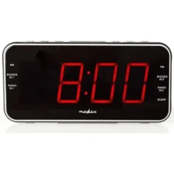 NEDIS Nedis CLAR004BK cyfrowy budzik radiowy | LED 1,8 cala | UKW | 20 wstępnie ustawionych stacji radiowych | powtarzanie budzenia