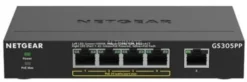 Netgear GS305PP Nie zarządzany Gigabit Ethernet (10/100/1000) Czarny Obsługa PoE, Przełącznik