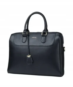 PUCCINI Torba Na Laptopa Damska Czarna z Ozdobnym Brelokiem BAXP00261-1