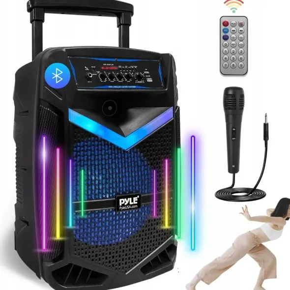Pyle DUŻY GŁOŚNIK BEZPRZEWODOWY BLUETOOTH 1200W RADIO PRZENOŚNY KARAOKE MIKROFON