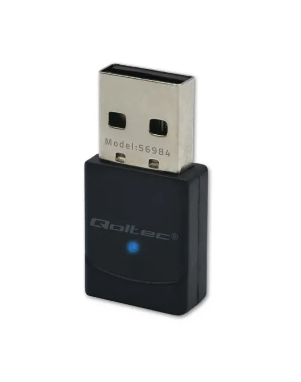 qoltec Bezprzewodowy mini Adapter Wi-Fi 6 Standard AX Bluetooth 5.4 USB 900Mbps 56984