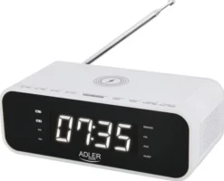 Radiobudzik z ładowarką bezprzewodową Adler AD 1192W Bluetooth AUX - biały